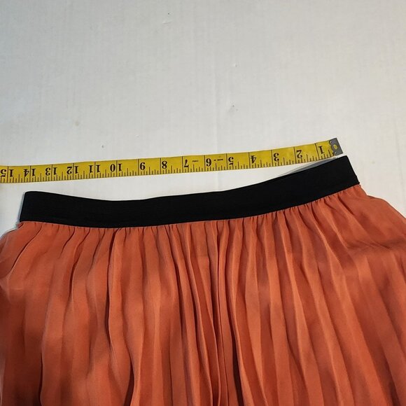 WD.NY pleated maxi skirt sz L Large women lined orange fall flowy - Picture 8 of 9